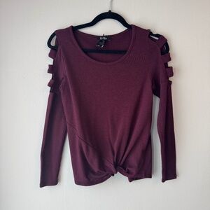 Maroon Cold-Shoulder Long Sleeve top size XS